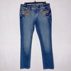 Vintage Y2K Side Street Low Rise Embroidered Straight Leg Jeans 28